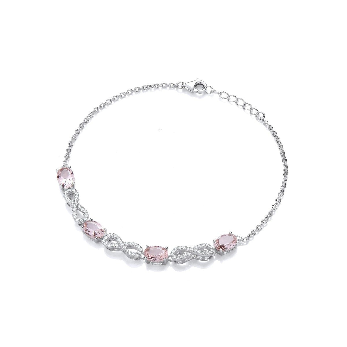 Sterling Silver Morganite CZ Oval Infinity Bracelet - Samuel Perry