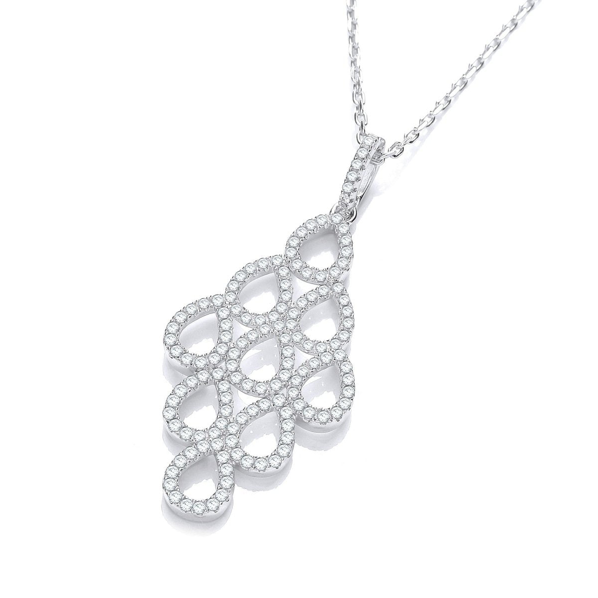 Sterling Silver Multi Drop CZ Necklace - Samuel Perry