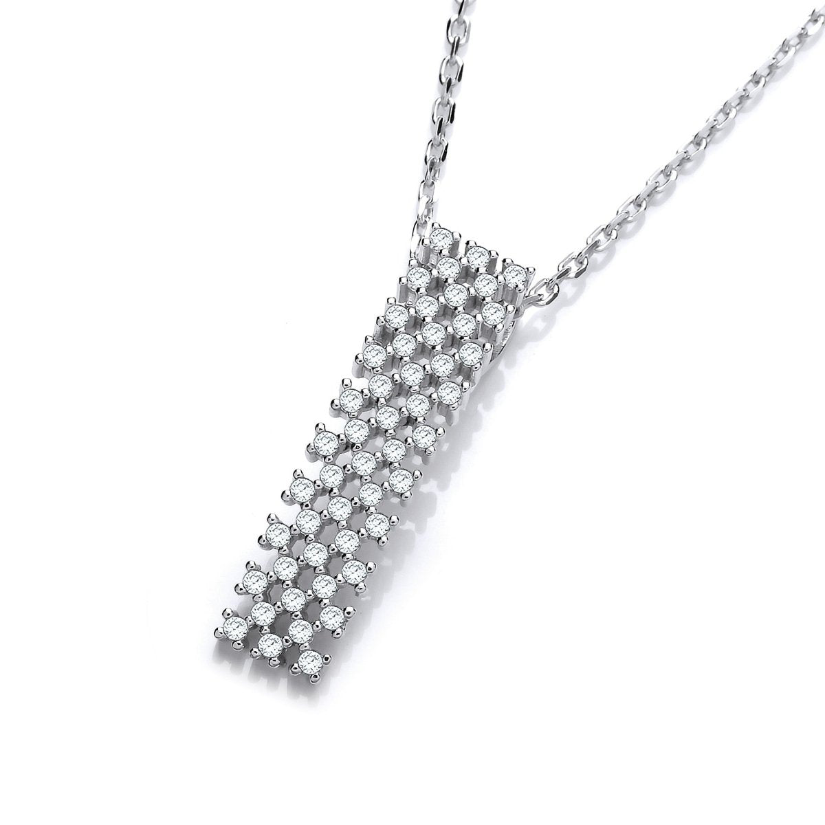 Sterling Silver Multi Row Pave CZ Necklace - Samuel Perry