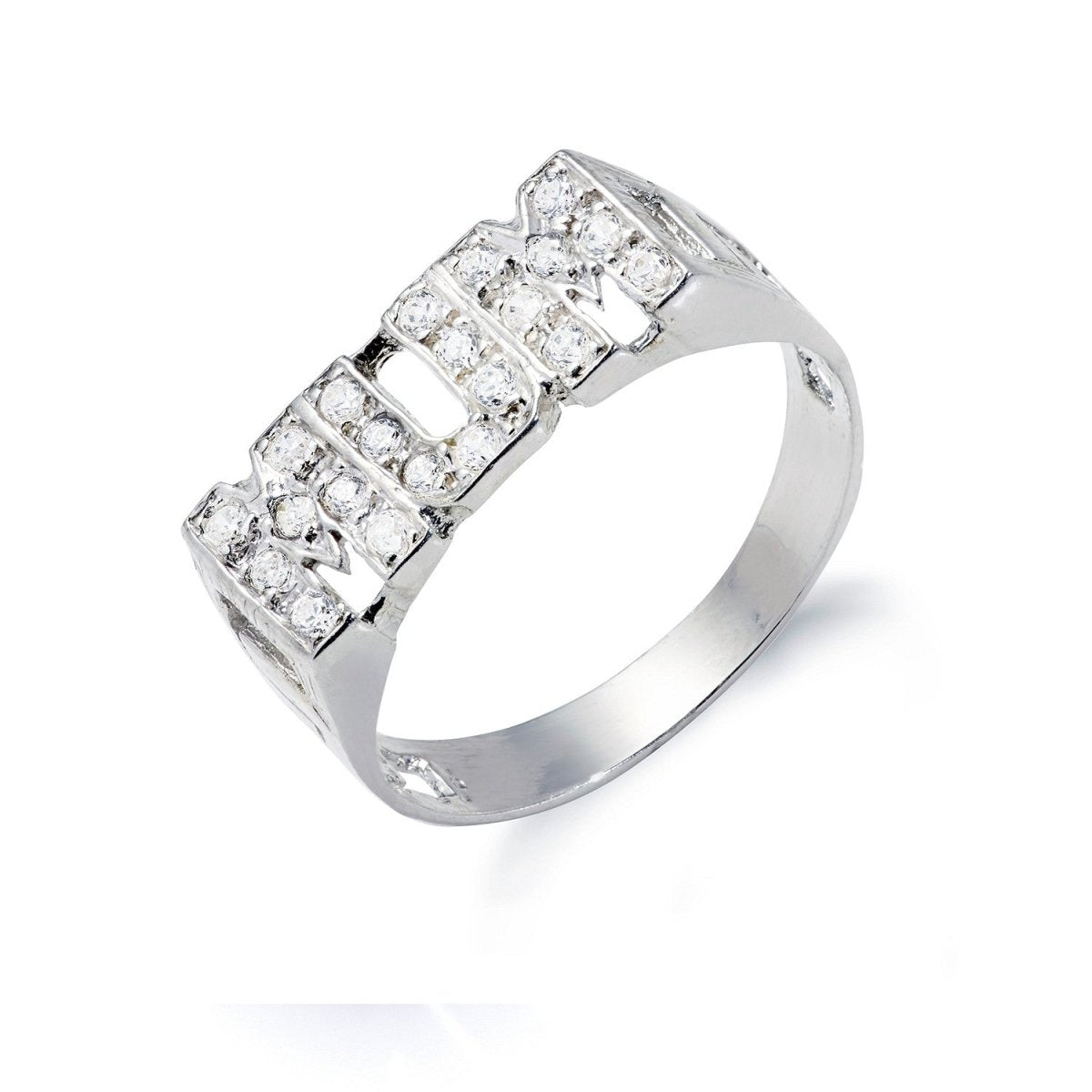 Sterling Silver Mum Cz ID Side Ring - Samuel Perry