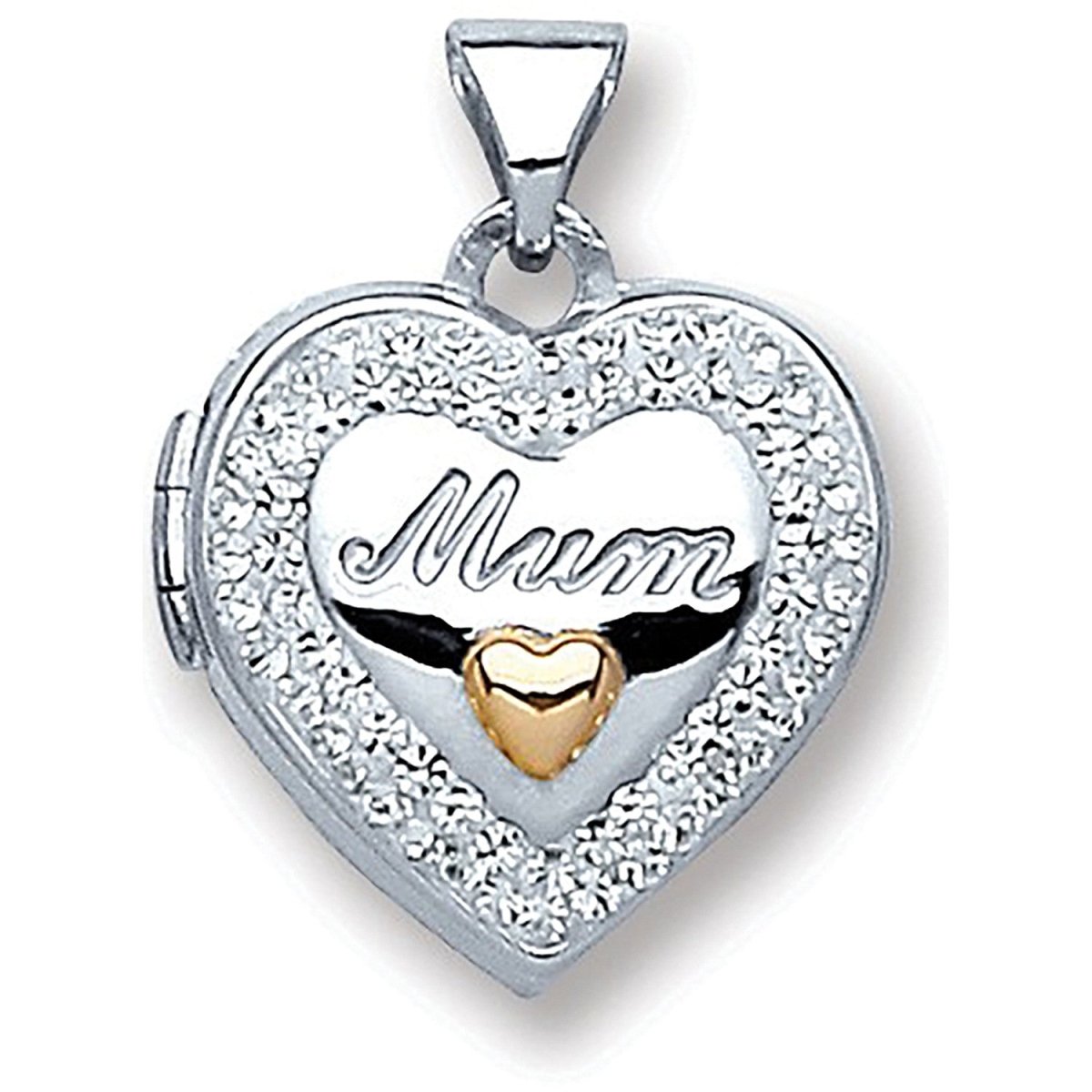 Sterling Silver "Mum" Heart Locket – Sparkling Tribute - Samuel Perry