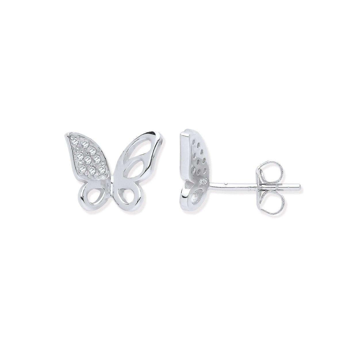 Sterling Silver Open Butterfly Stud Earrings - Samuel Perry
