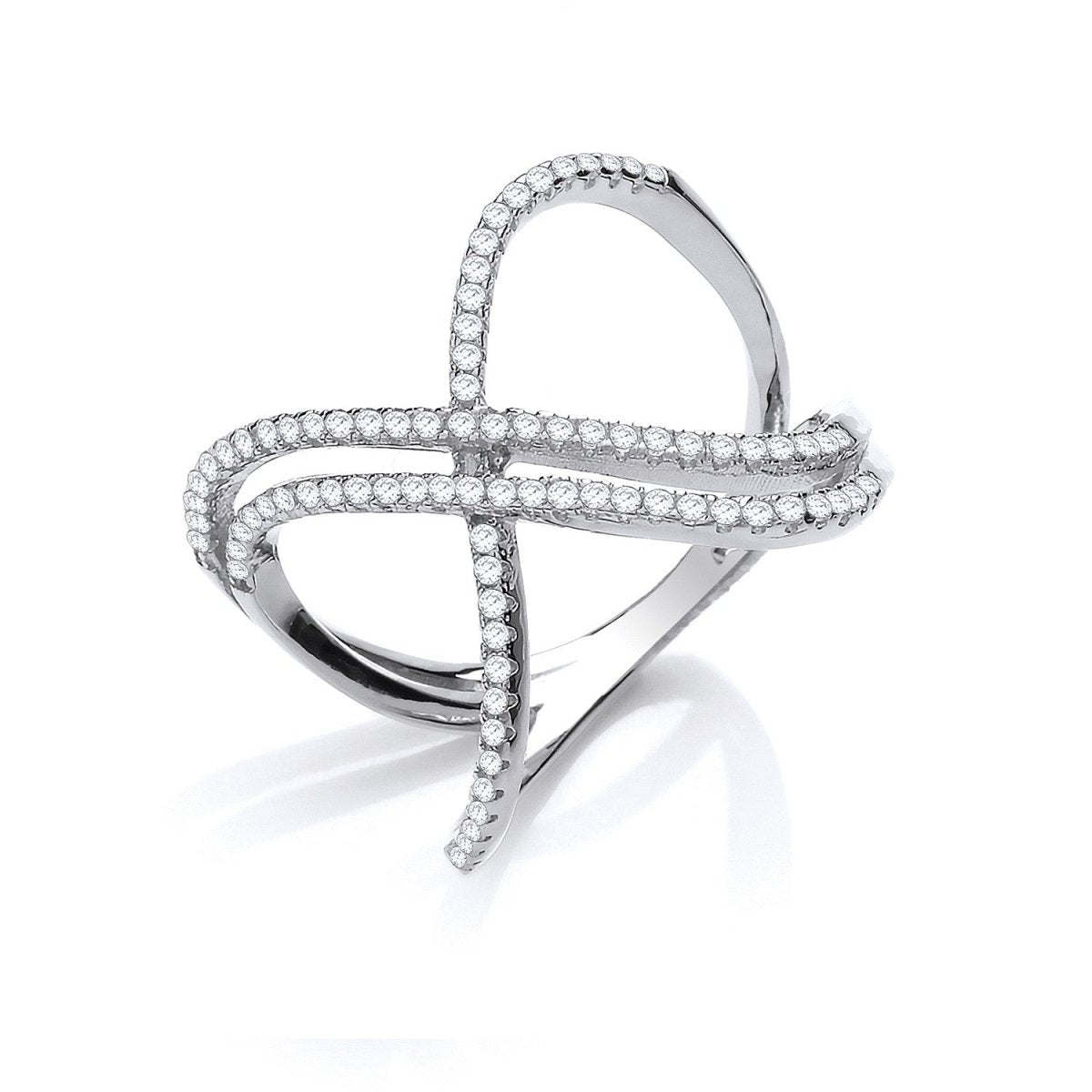 Sterling Silver Open Crossover CZ Ring - Samuel Perry