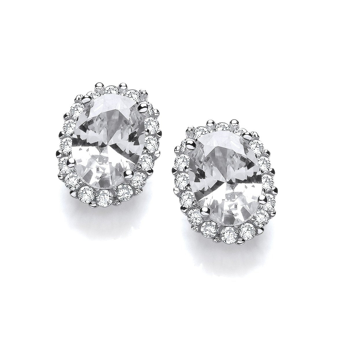 Sterling Silver Oval Cluster Stud Earrings - Samuel Perry