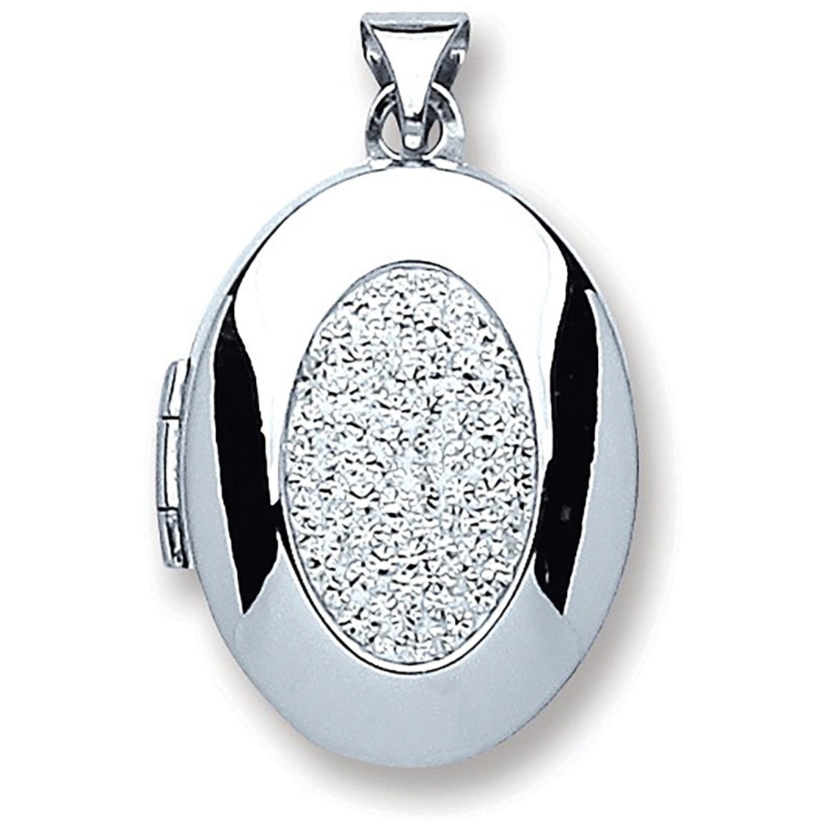 Sterling Silver Oval Crystal Locket – Classic & Elegant - Samuel Perry