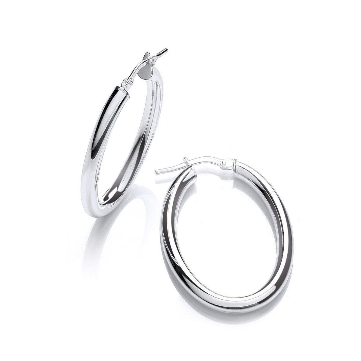 Sterling Silver Oval Tube Hoop Earrings - Samuel Perry