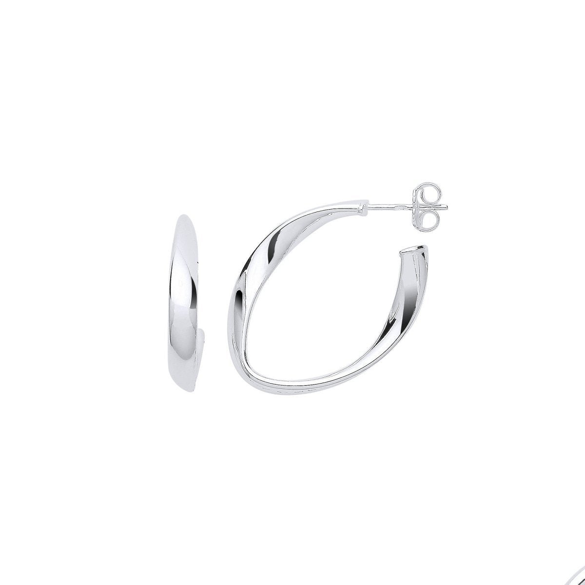 Sterling Silver Oval Twisted Hoop Earrings - Samuel Perry