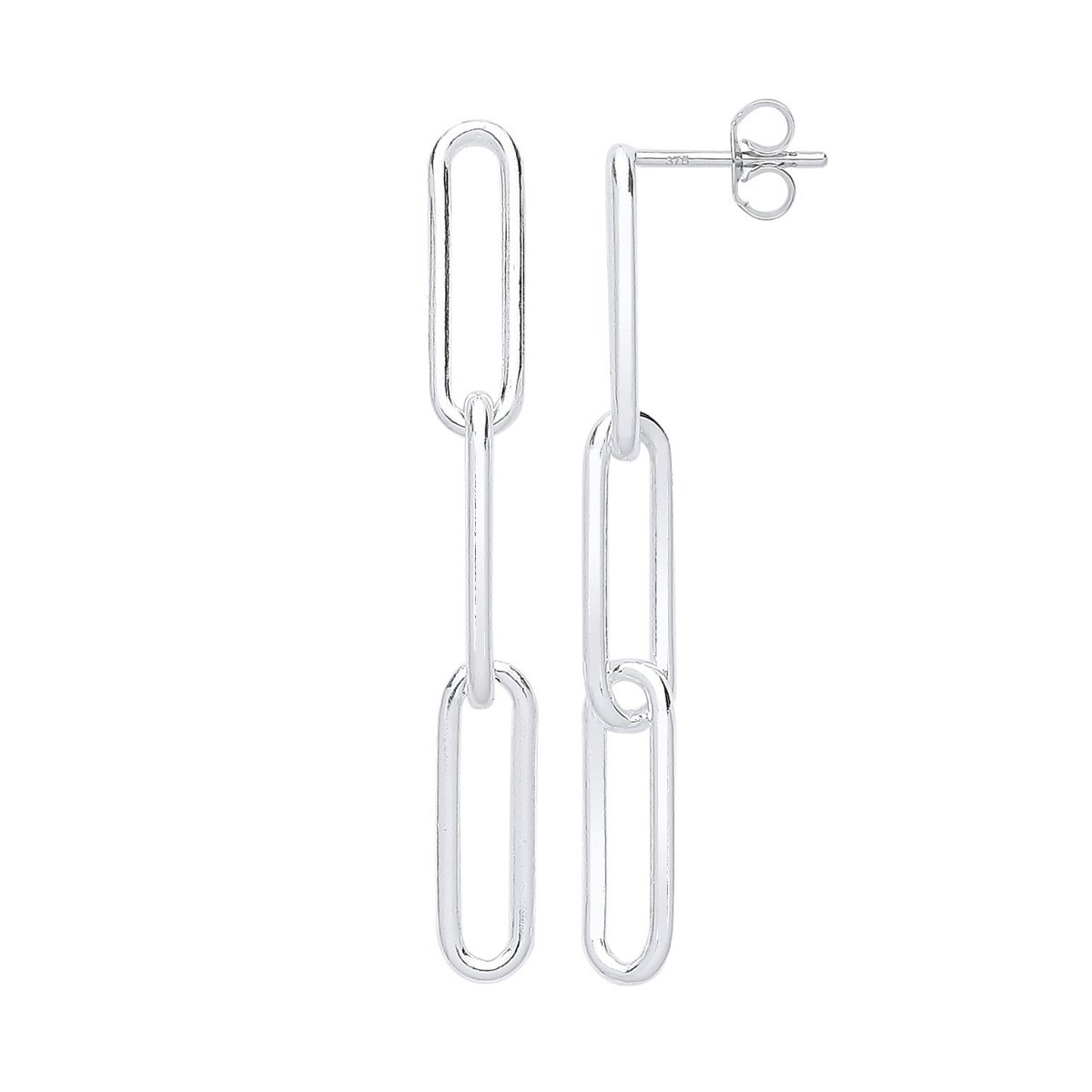 Sterling Silver Paper Clip Link Drop Earrings - Samuel Perry