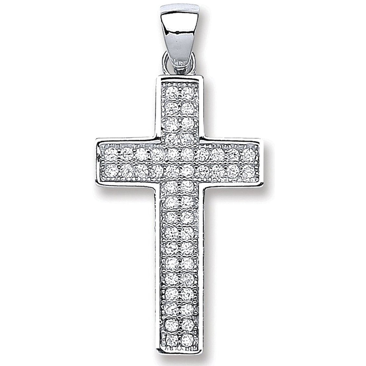 Sterling Silver Pavé CZ Cross Pendant – Refined Brilliance - Samuel Perry