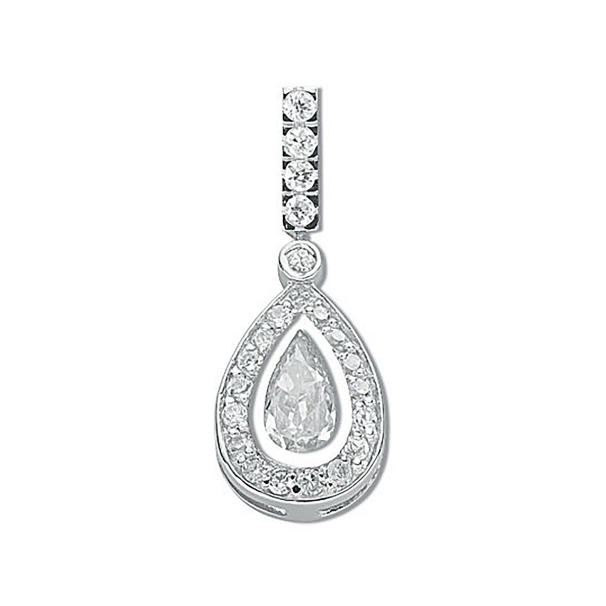 Sterling Silver Pear Cut CZ Cluster Drop Pendant – Sparkling Elegance - Samuel Perry
