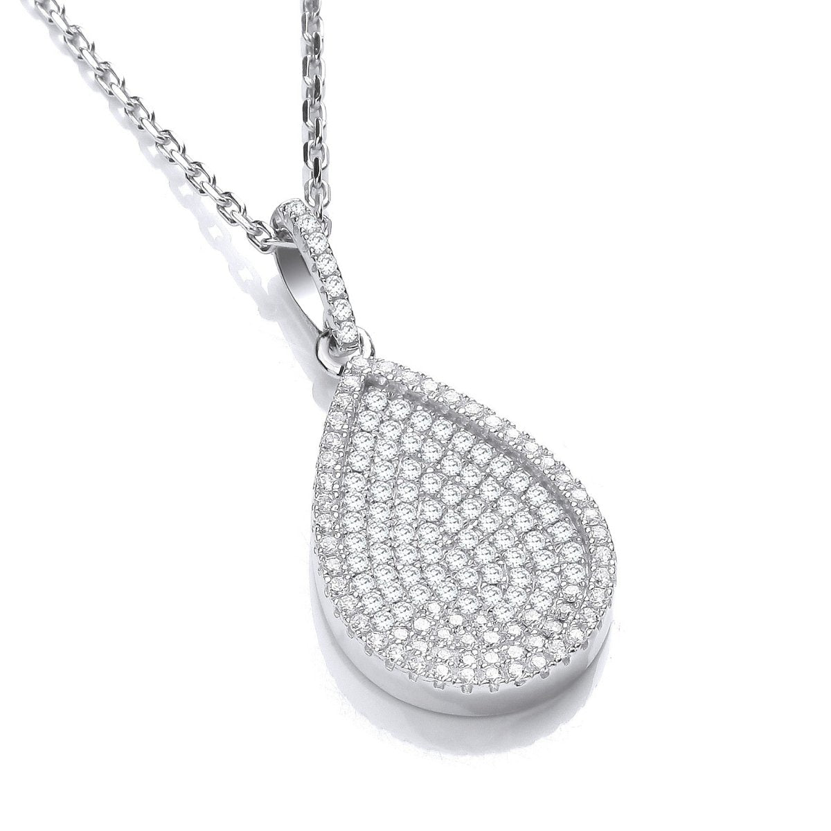 Sterling Silver Pear Drop CZ Necklace - Samuel Perry