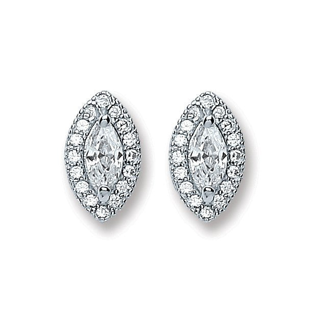 Sterling Silver Pear Shape Cz Stud Earrings - Samuel Perry