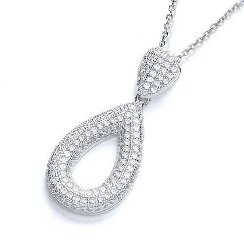 Sterling Silver Pear Shaped CZ Necklace - Samuel Perry