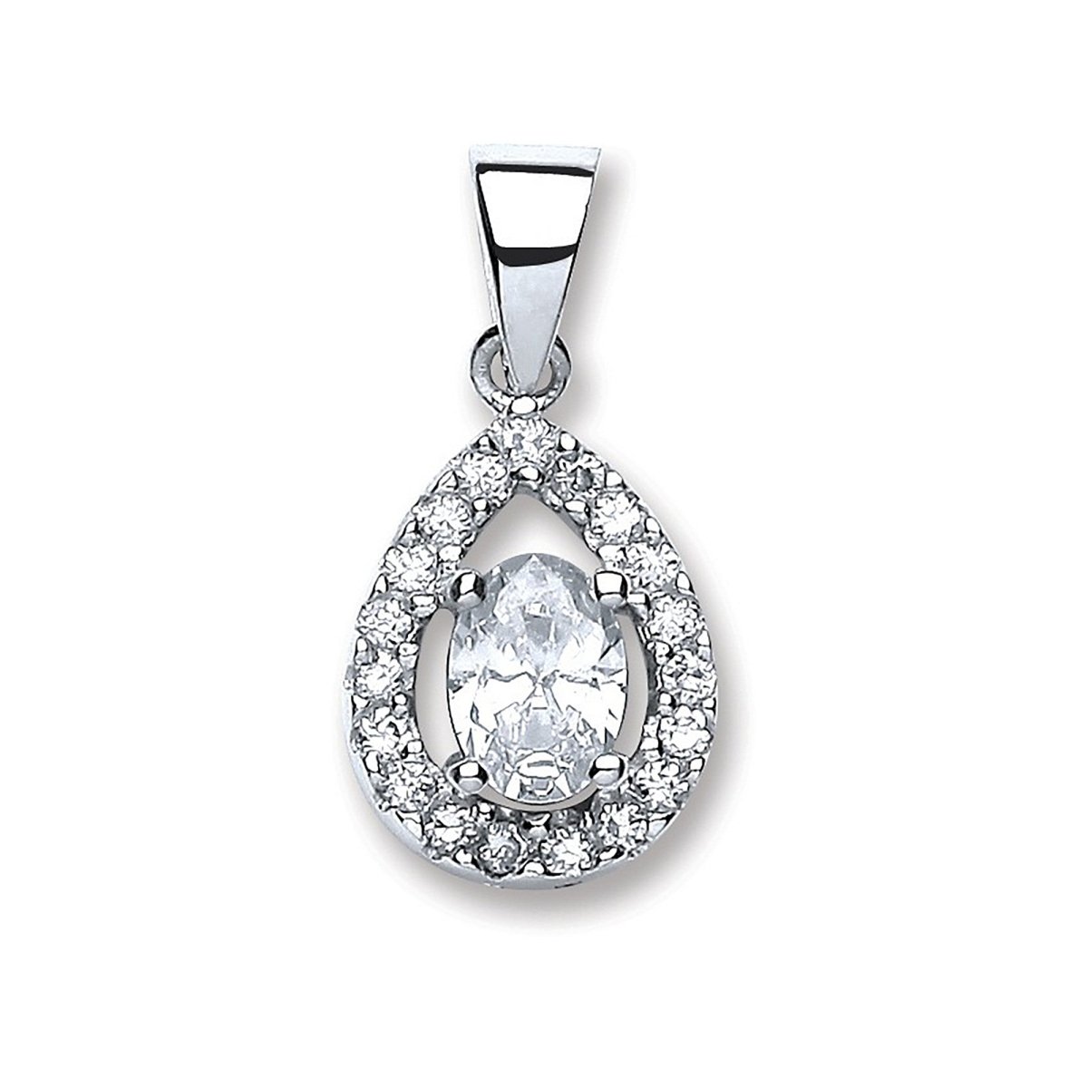 Sterling Silver Pear - Shaped CZ Pendant – Timeless Elegance - Samuel Perry