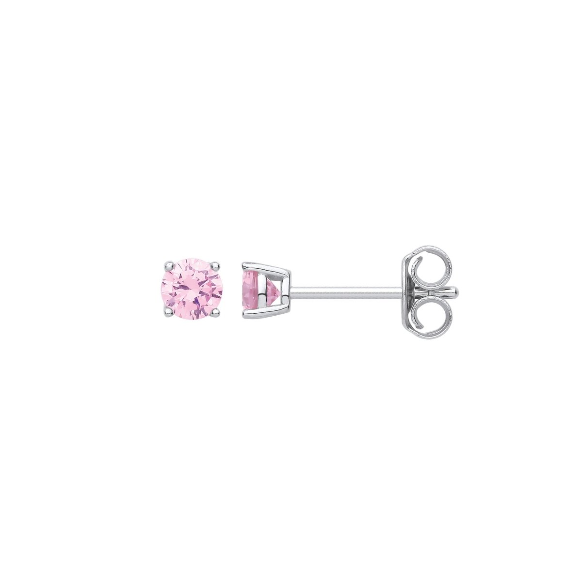 Sterling Silver Pink CZ Round Brilliant 4mm Studs - Samuel Perry