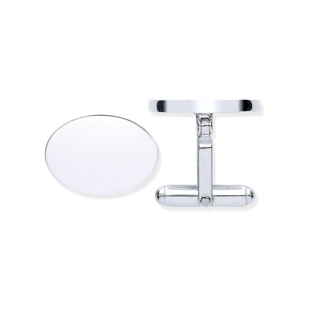 Sterling Silver Plain Oval Cufflinks - Samuel Perry