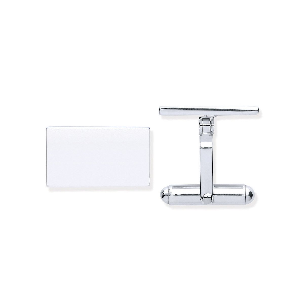 Sterling Silver Plain Rectangle Cufflinks - Samuel Perry