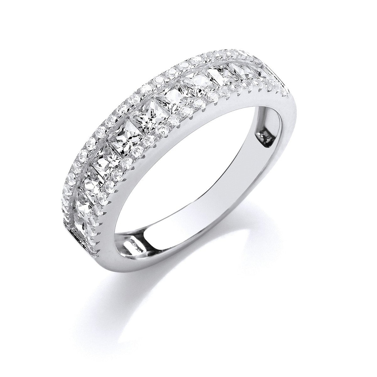 Sterling Silver Princess Cut & Round CZs Half ET Ring - Samuel Perry