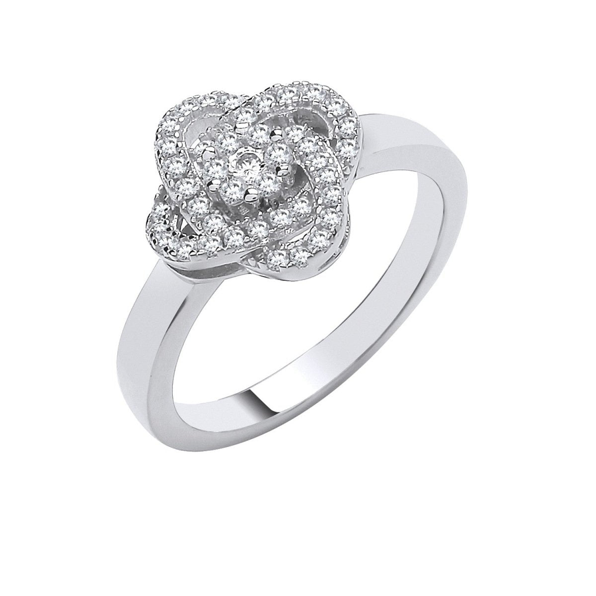 Sterling Silver Rose Flower Cz Ring - Samuel Perry