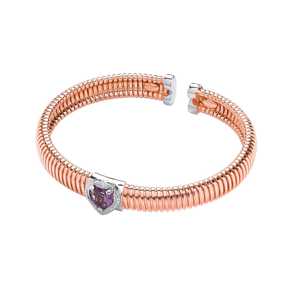 Sterling Silver & Rose Gold Vermeil Amethyst Bangle - Samuel Perry