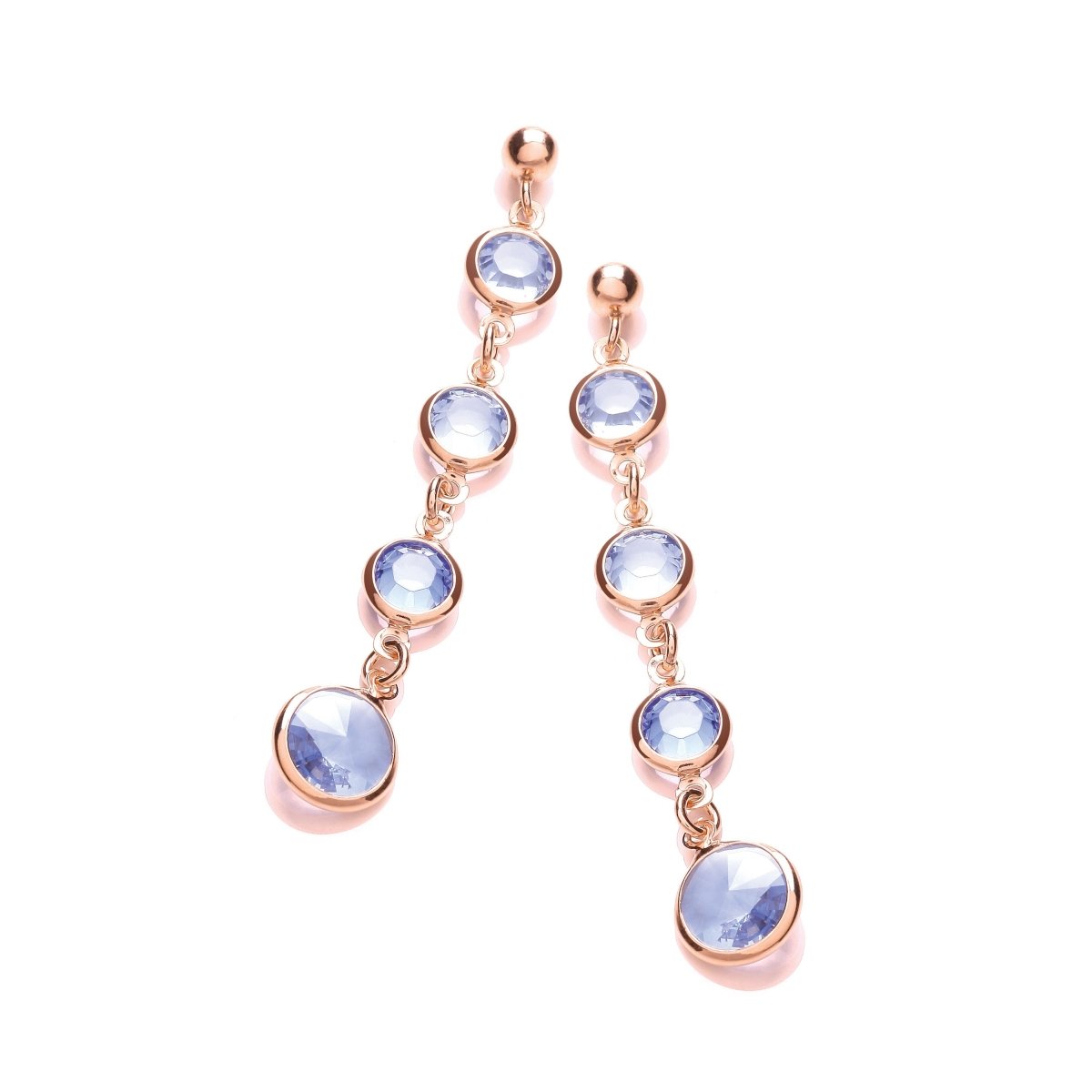 Sterling Silver & Rose Gold Vermeil Blue CZ Drop Earrings - Samuel Perry