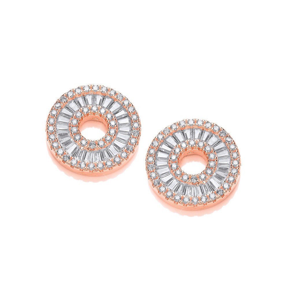 Sterling Silver & Rose Gold Vermeil Circle of Life CZ Stud Earrings - Samuel Perry