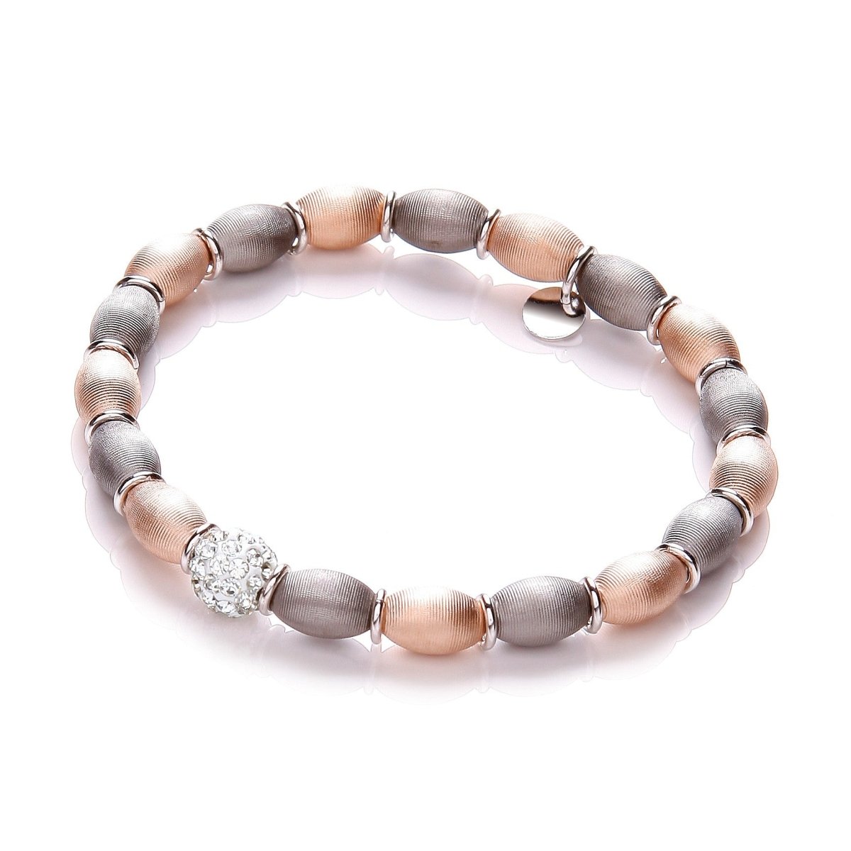 Sterling Silver & Rose Gold Vermeil Crystal Bead Bracelet - Samuel Perry