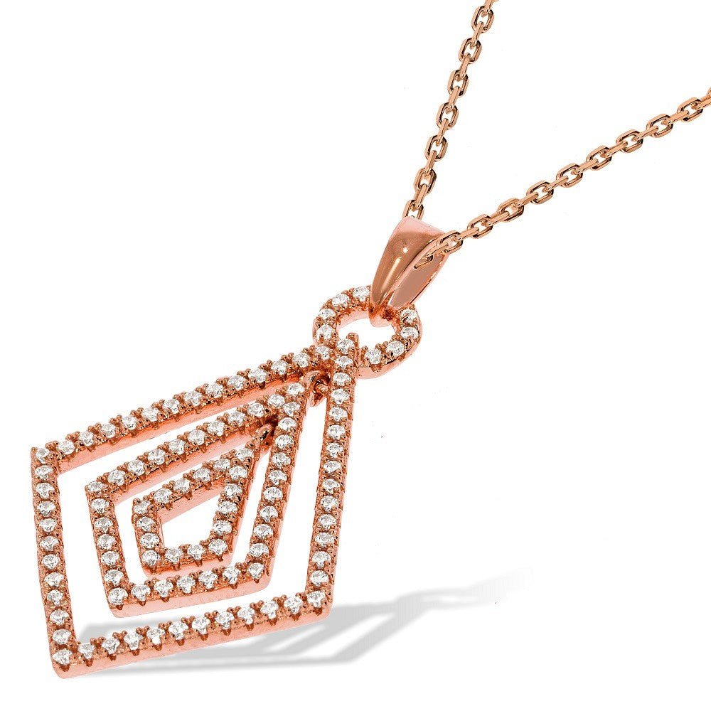 Sterling Silver & Rose Gold Vermeil Fancy Drop CZ Necklace - Samuel Perry