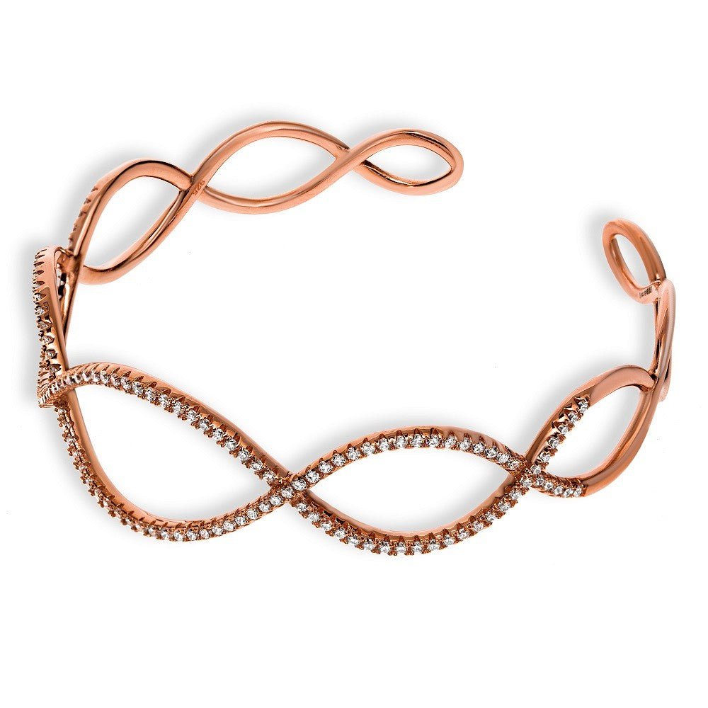 Sterling Silver & Rose Gold Vermeil Figure of 8 CZ Bangle - Samuel Perry