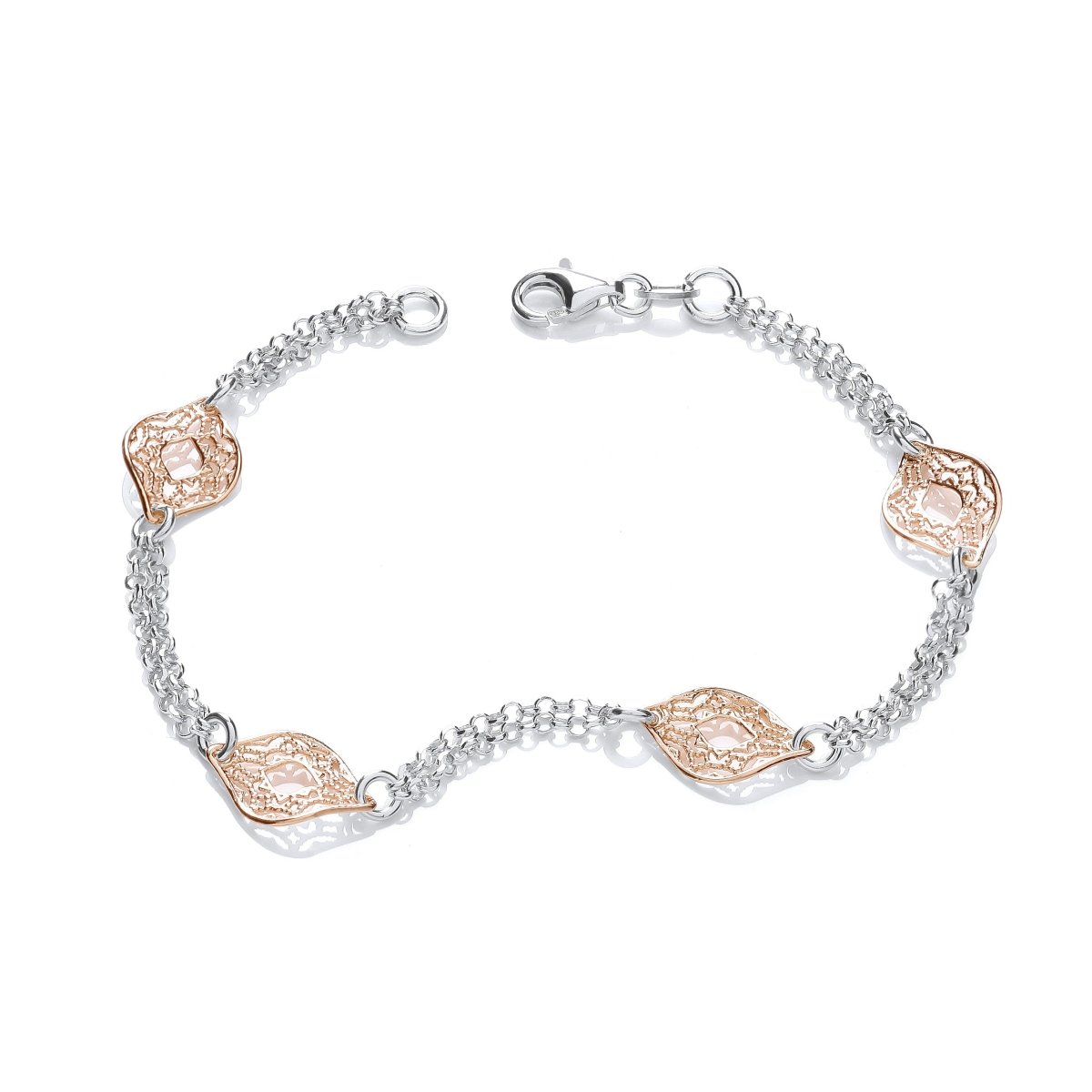 Sterling Silver & Rose Gold Vermeil Filigree Bracelet - Samuel Perry