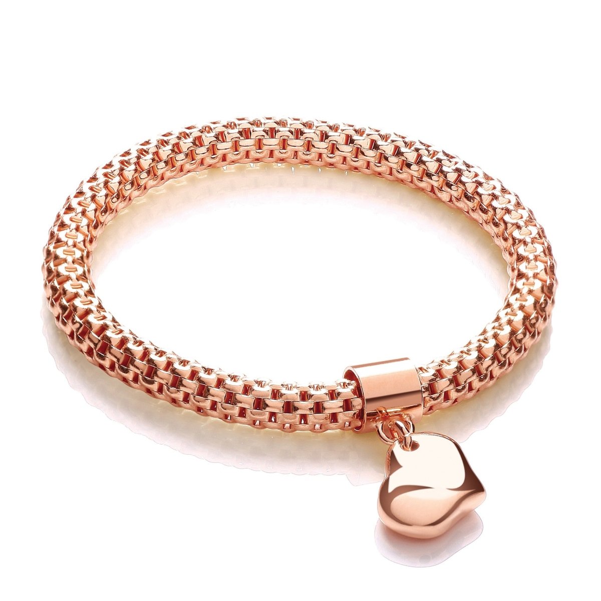 Sterling Silver & Rose Gold Vermeil Heart Mesh Bracelet - Samuel Perry