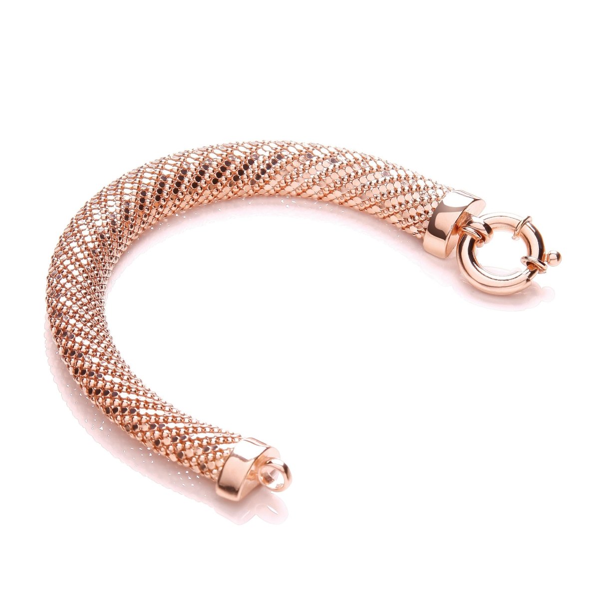 Sterling Silver & Rose Gold Vermeil Large Twist Mesh Bracelet - Samuel Perry