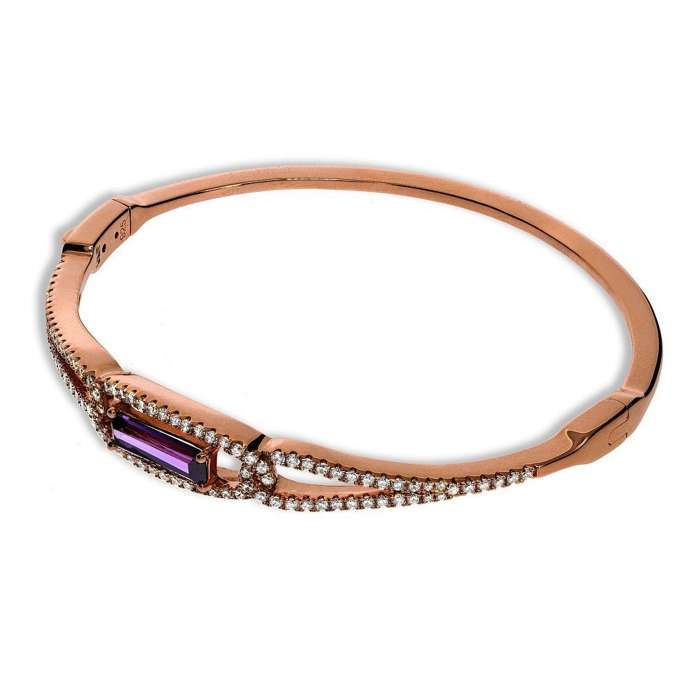 Sterling Silver & Rose Gold Vermeil Pave CZ Bangle - Samuel Perry