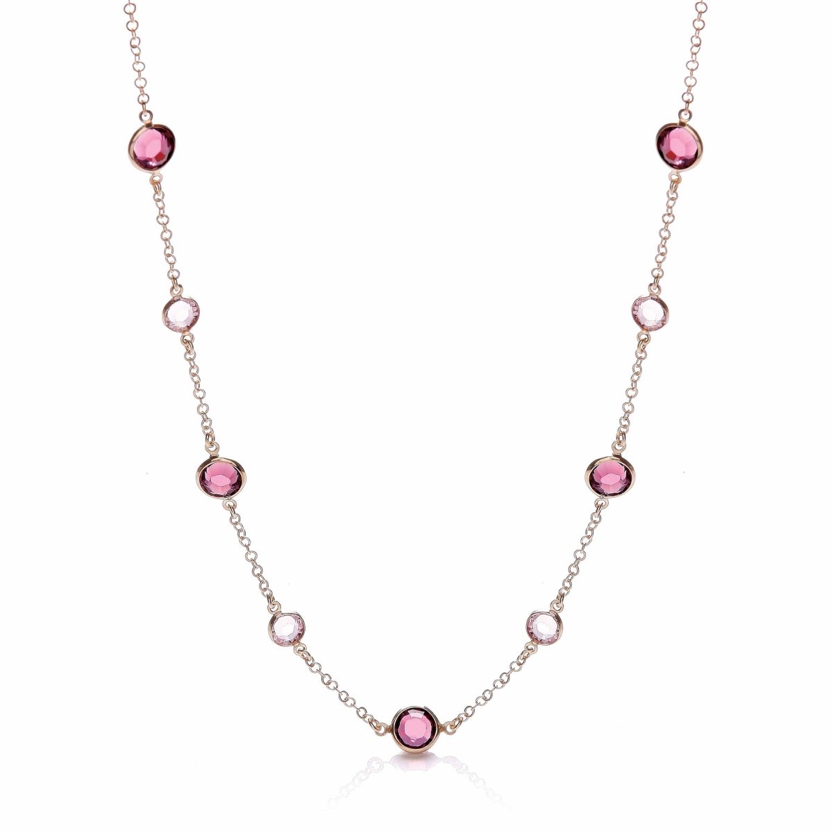 Sterling Silver & Rose Gold Vermeil Pink and Purple CZ Necklace - Samuel Perry