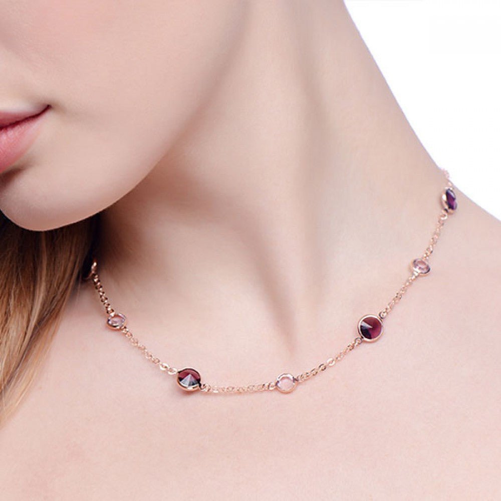 Sterling Silver & Rose Gold Vermeil Pink and Purple CZ Necklace - Samuel Perry