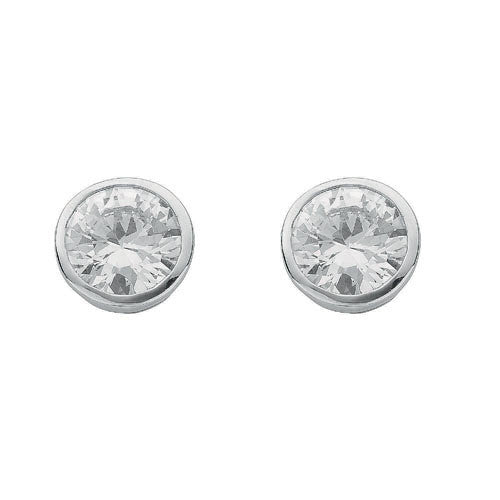 Sterling Silver Round 8mm Brilliant Cut CZ Stud Earrings - Samuel Perry