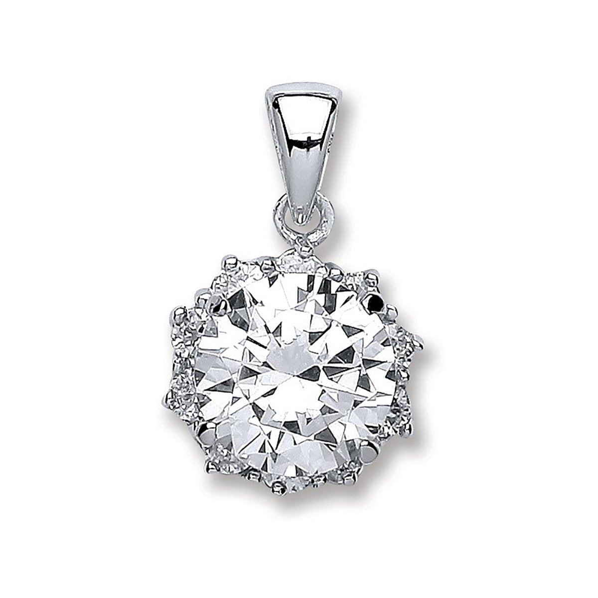 Sterling Silver Round Brilliant CZ Pendant – Timeless Brilliance - Samuel Perry