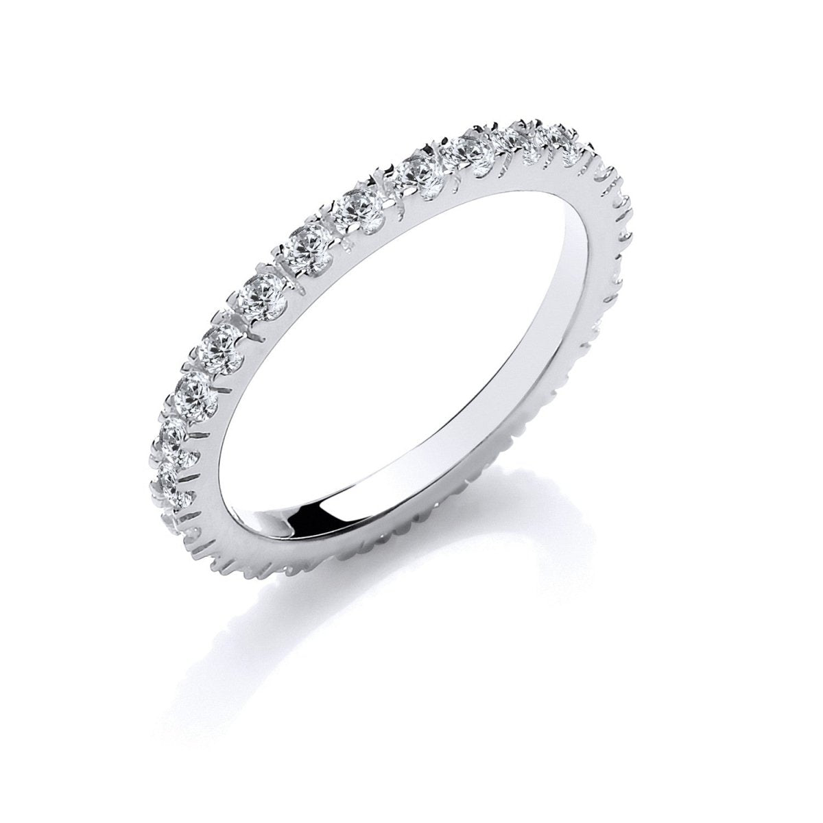 Sterling Silver Round CZ Full ET Single Row Ring - Samuel Perry