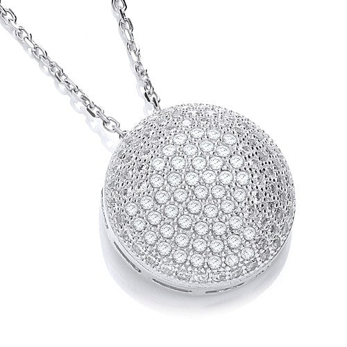 Sterling Silver Round Pave CZ Necklace - Samuel Perry