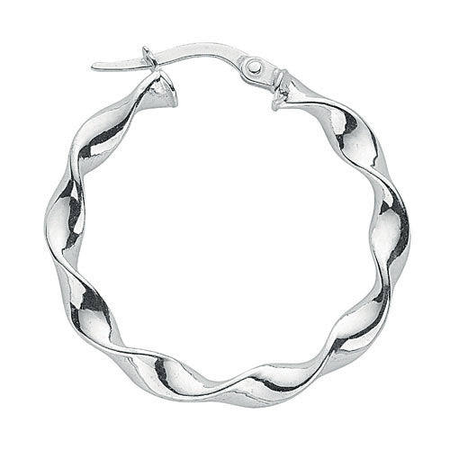 Sterling Silver Round Twist Hoop Earrings - Samuel Perry