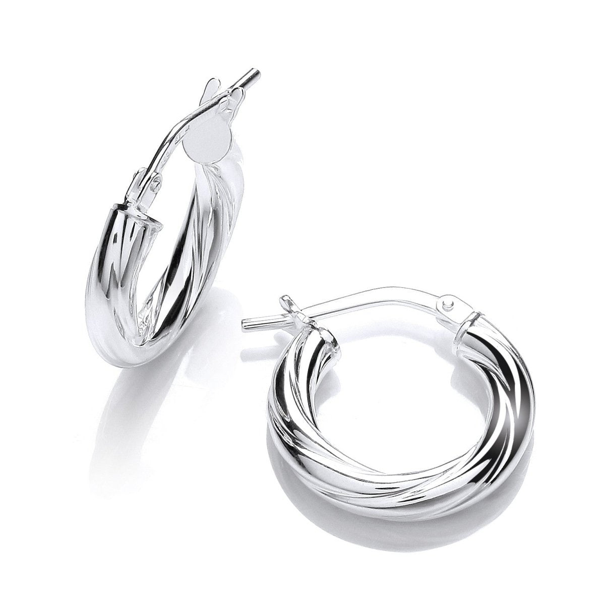 Sterling Silver Round Twist Hoop Earrings - Samuel Perry