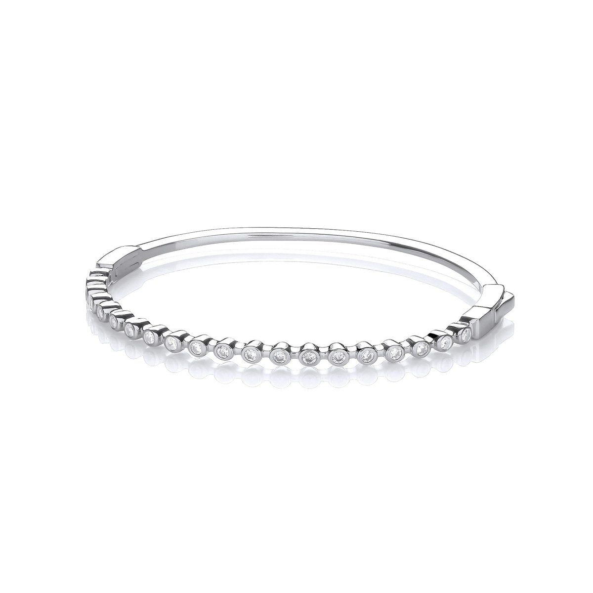 Sterling Silver Rubover CZ Bangle - Samuel Perry