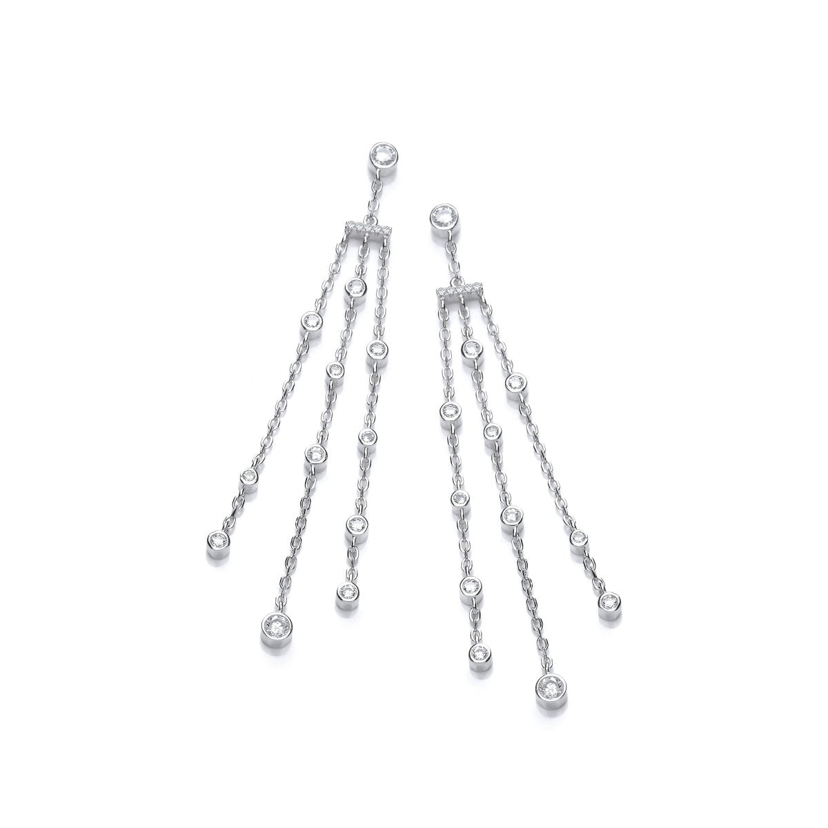Sterling Silver Rubover CZ Drop Earrings - Samuel Perry