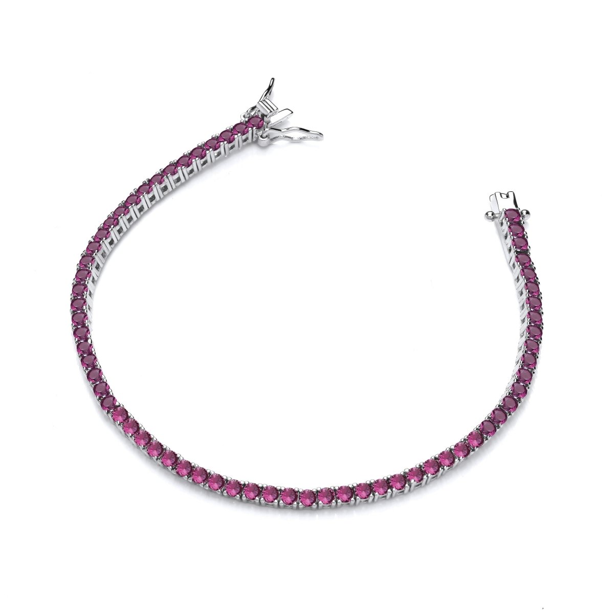 Sterling Silver Ruby CZ Tennis Bracelet - Samuel Perry