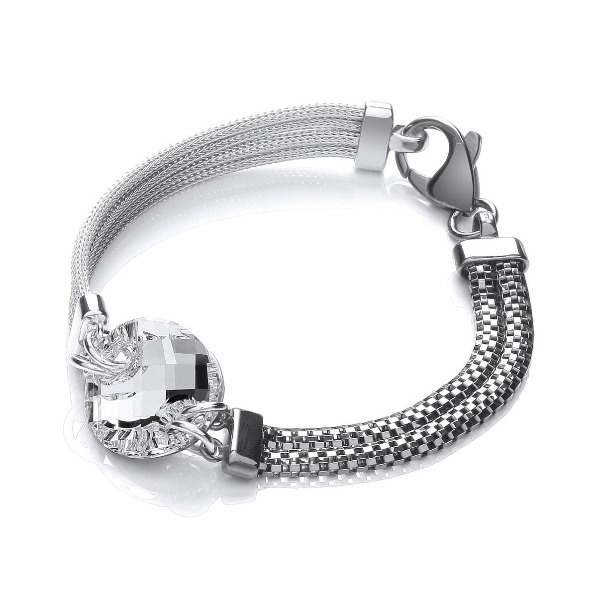 Sterling Silver & Ruthenium Crystal Mesh Bracelet - Samuel Perry