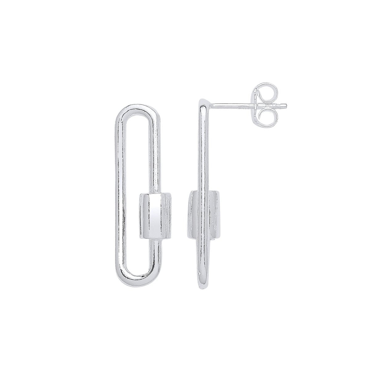 Sterling Silver Screw Clasp Paper Clip Drop Earrings - Samuel Perry