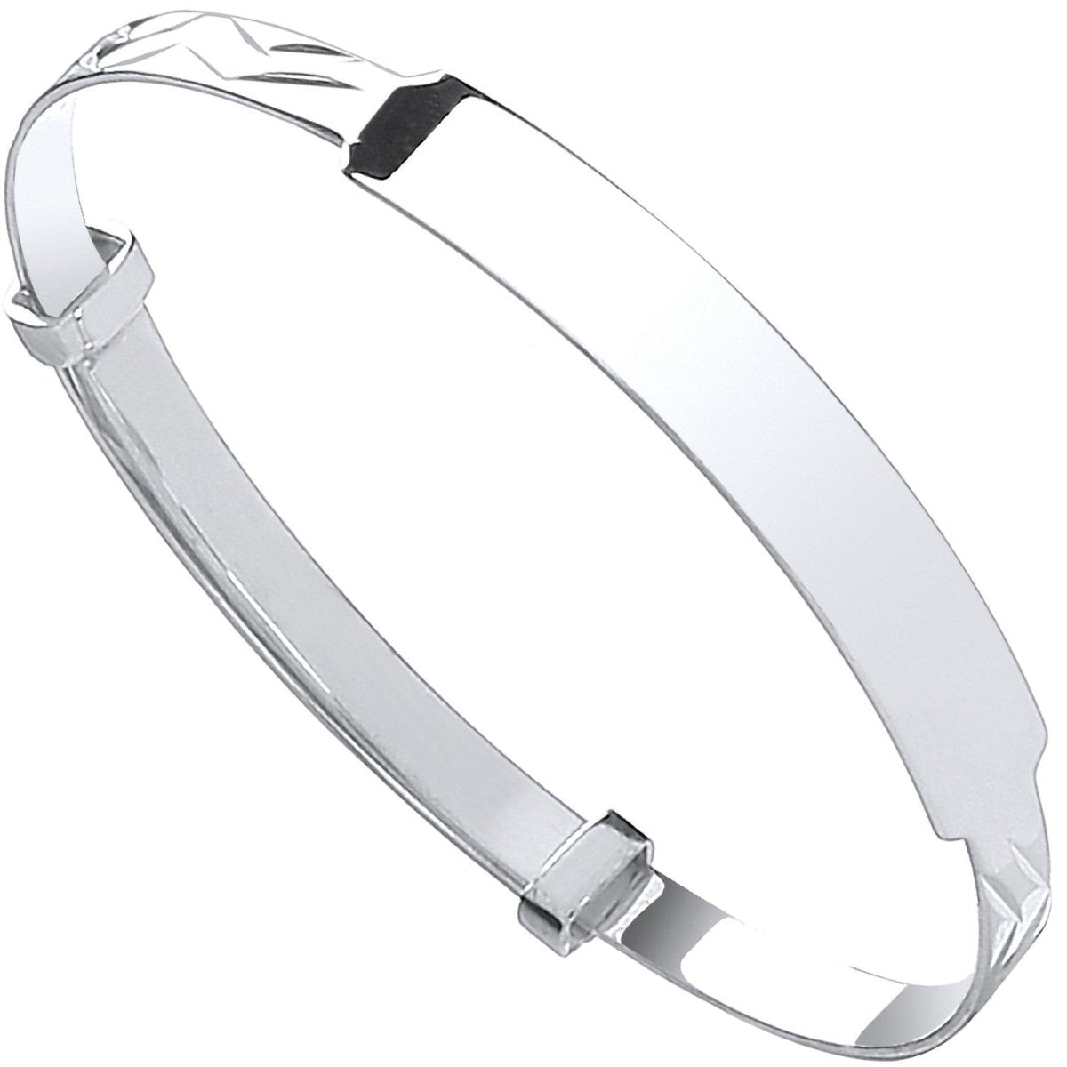 Sterling Silver Sleek Baby Expandable ID Bangle - Samuel Perry