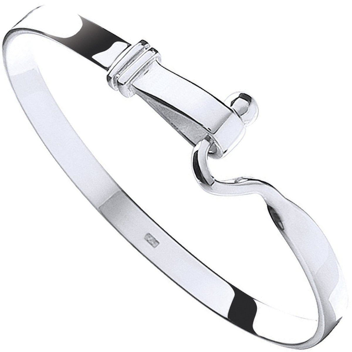 Sterling Silver Sleek Baby Hook Bangle - Samuel Perry