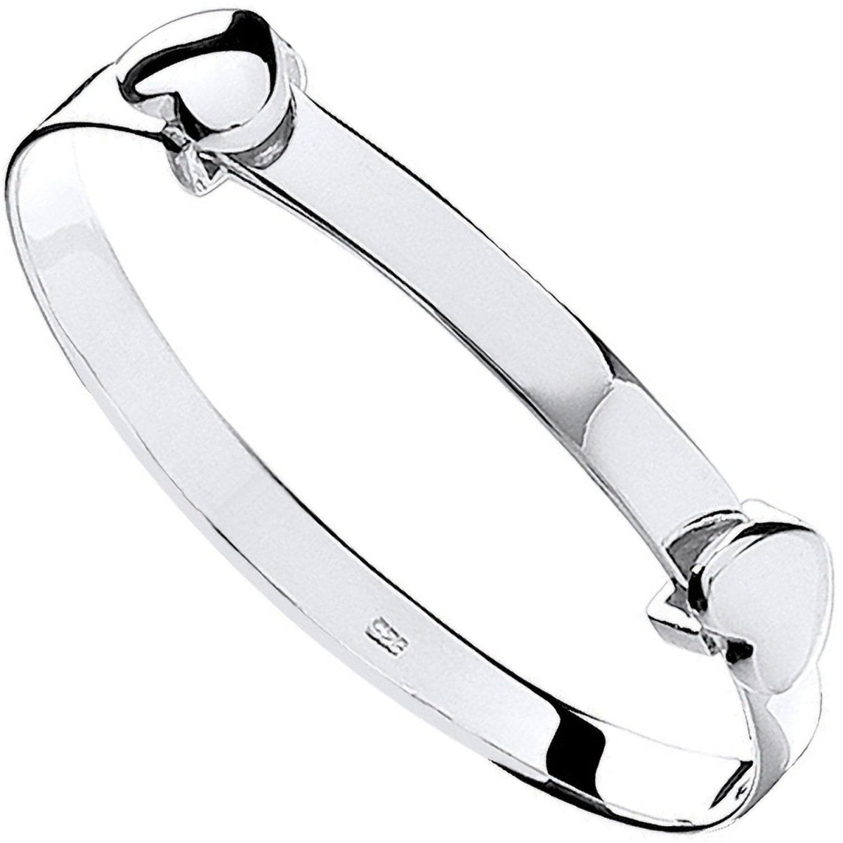 Sterling Silver Sleek Expandable Heart Baby Bangle - Samuel Perry