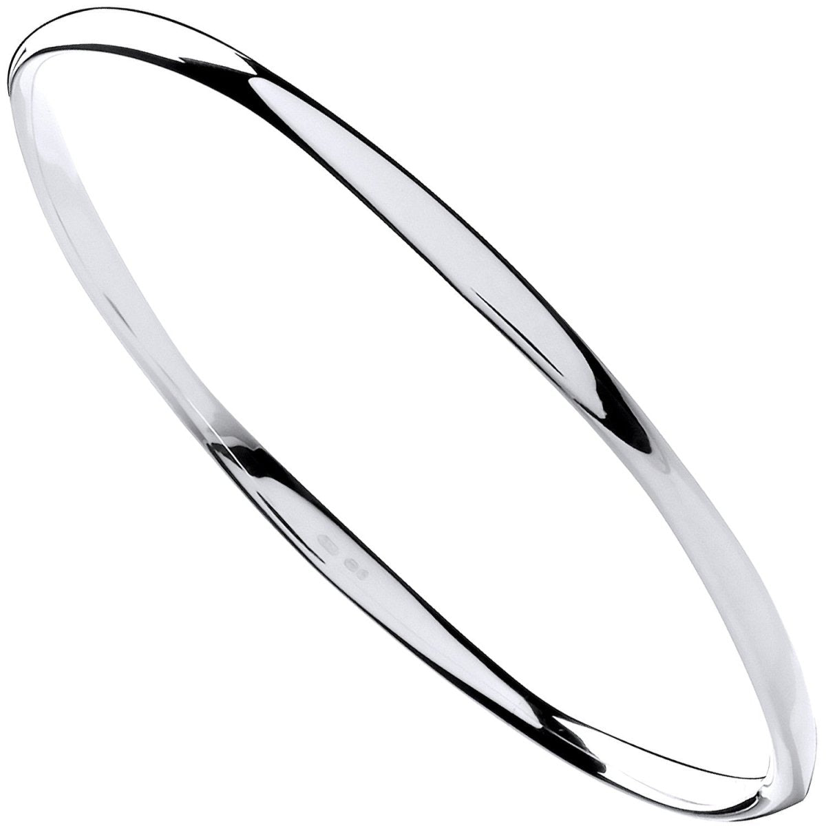 Sterling Silver Sleek Faceted Ladies Bangle - Samuel Perry